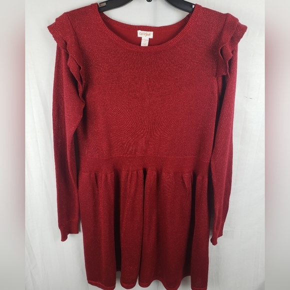 Cat & Jack Red Sparkling Long Sleeve Sweater Dress Sz XL - Picture 1 of 11